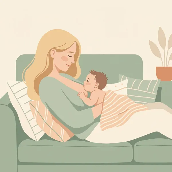 Tư thế bú laid-back ngả lưng tự nhiên giúp em bé bú mẹ thư giãn và an tâm