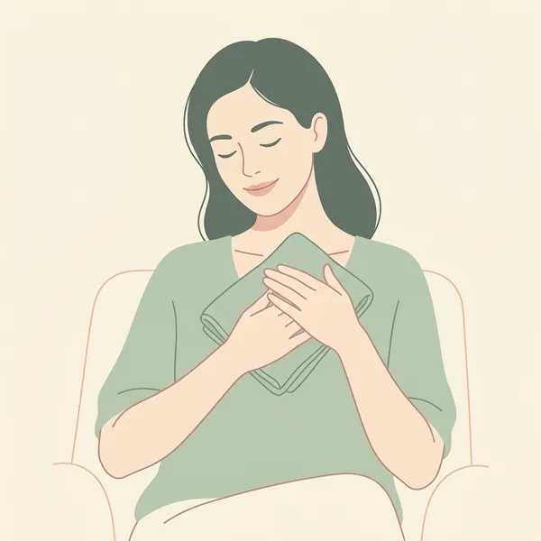 Hình vẽ hướng dẫn chườm lạnh bầu ngực bằng khăn mát sạch hoặc túi gel đá lạnh áp nhẹ để co mạch giảm sưng mô kẽ