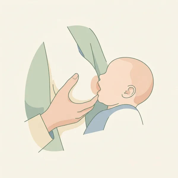 Hình vẽ kỹ thuật nâng đỡ ngực Hamburger hold (đỡ bóp dẹt bầu ngực song song với môi bé) giúp trẻ miệng nhỏ hoặc ti phẳng ngậm sâu dễ dàng