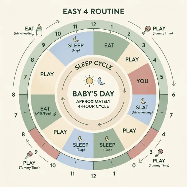 Biểu đồ tròn nếp sinh hoạt EASY 4 cho trẻ từ 3 đến 7 tháng tuổi