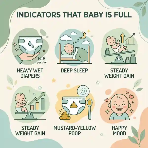 Sơ đồ 5 chỉ số sinh học chứng minh em bé bú đủ no chuẩn WHO giảm lo âu thiếu sữa